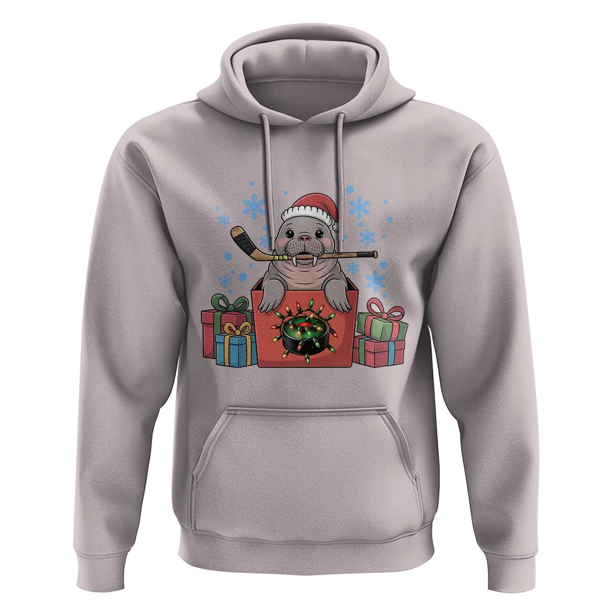 Santa Seal Playing Ice Hockey Hoodie Funny Christmas Gift - Wonder Print Shop