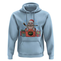 Santa Seal Playing Ice Hockey Hoodie Funny Christmas Gift - Wonder Print Shop