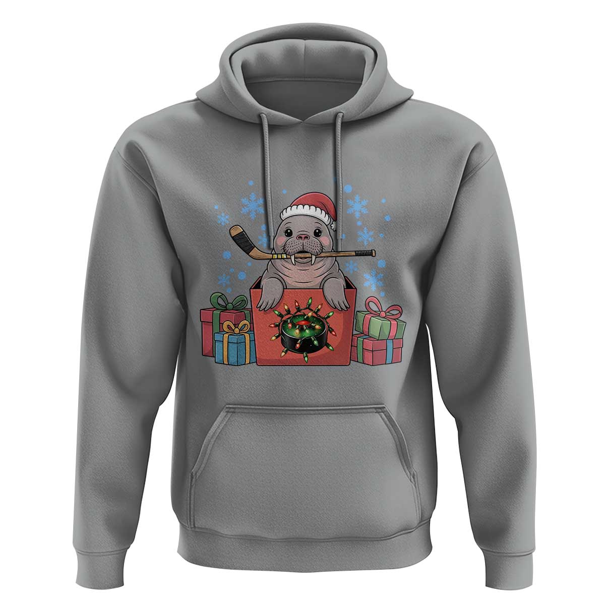 Santa Seal Playing Ice Hockey Hoodie Funny Christmas Gift - Wonder Print Shop