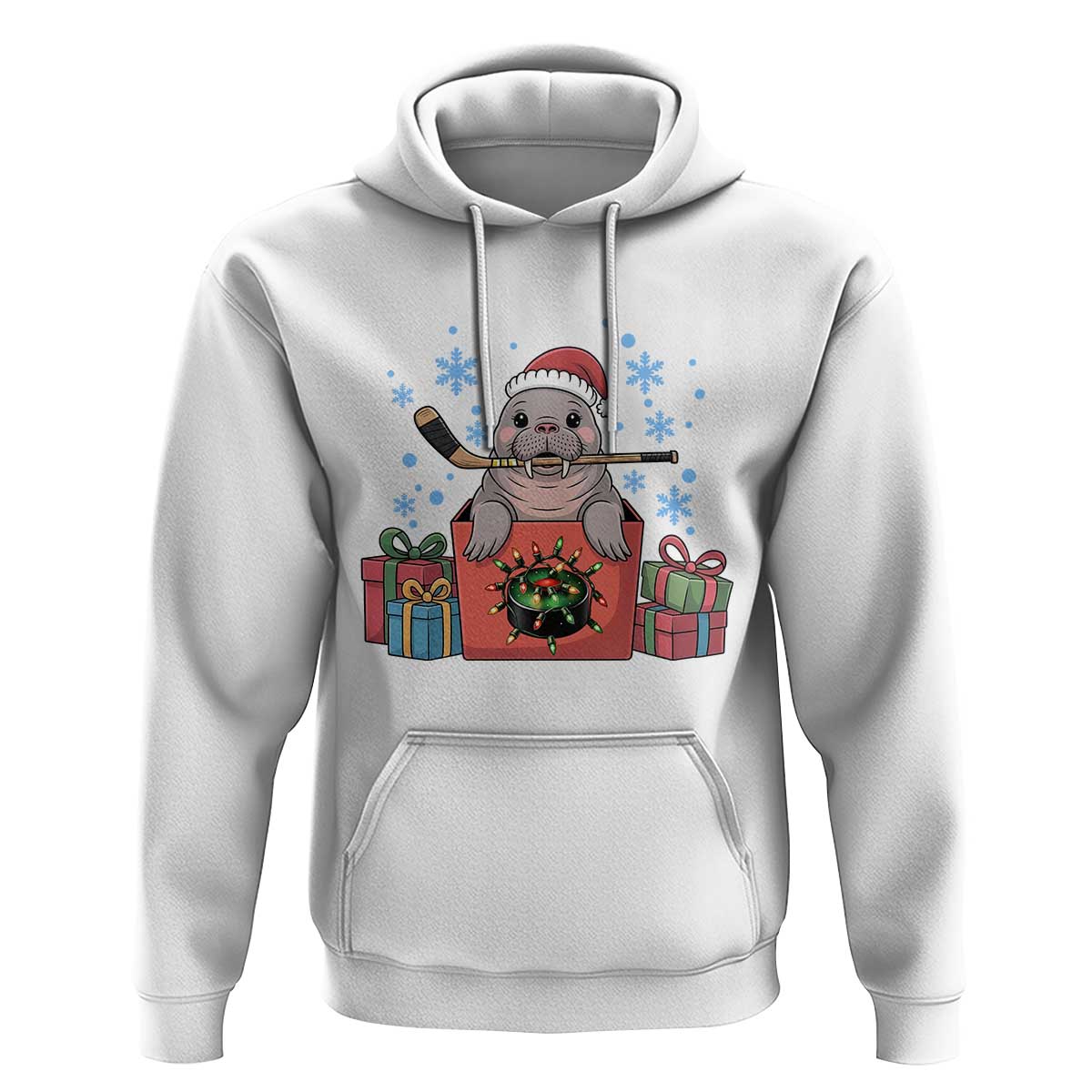 Santa Seal Playing Ice Hockey Hoodie Funny Christmas Gift - Wonder Print Shop