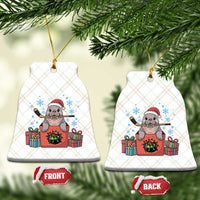 Santa Seal Playing Ice Hockey Ceramic Ornament Funny Christmas Gift - Wonder Print Shop