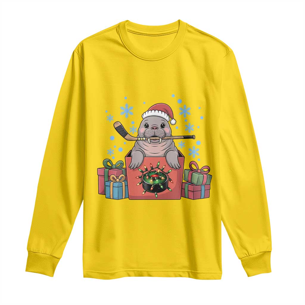 Santa Seal Playing Ice Hockey Long Sleeve Shirt Funny Christmas Gift - Wonder Print Shop
