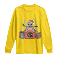 Santa Seal Playing Ice Hockey Long Sleeve Shirt Funny Christmas Gift - Wonder Print Shop