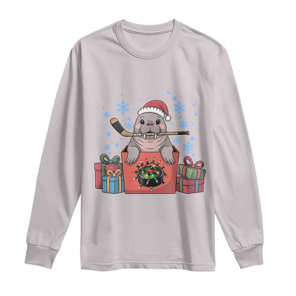 Santa Seal Playing Ice Hockey Long Sleeve Shirt Funny Christmas Gift - Wonder Print Shop