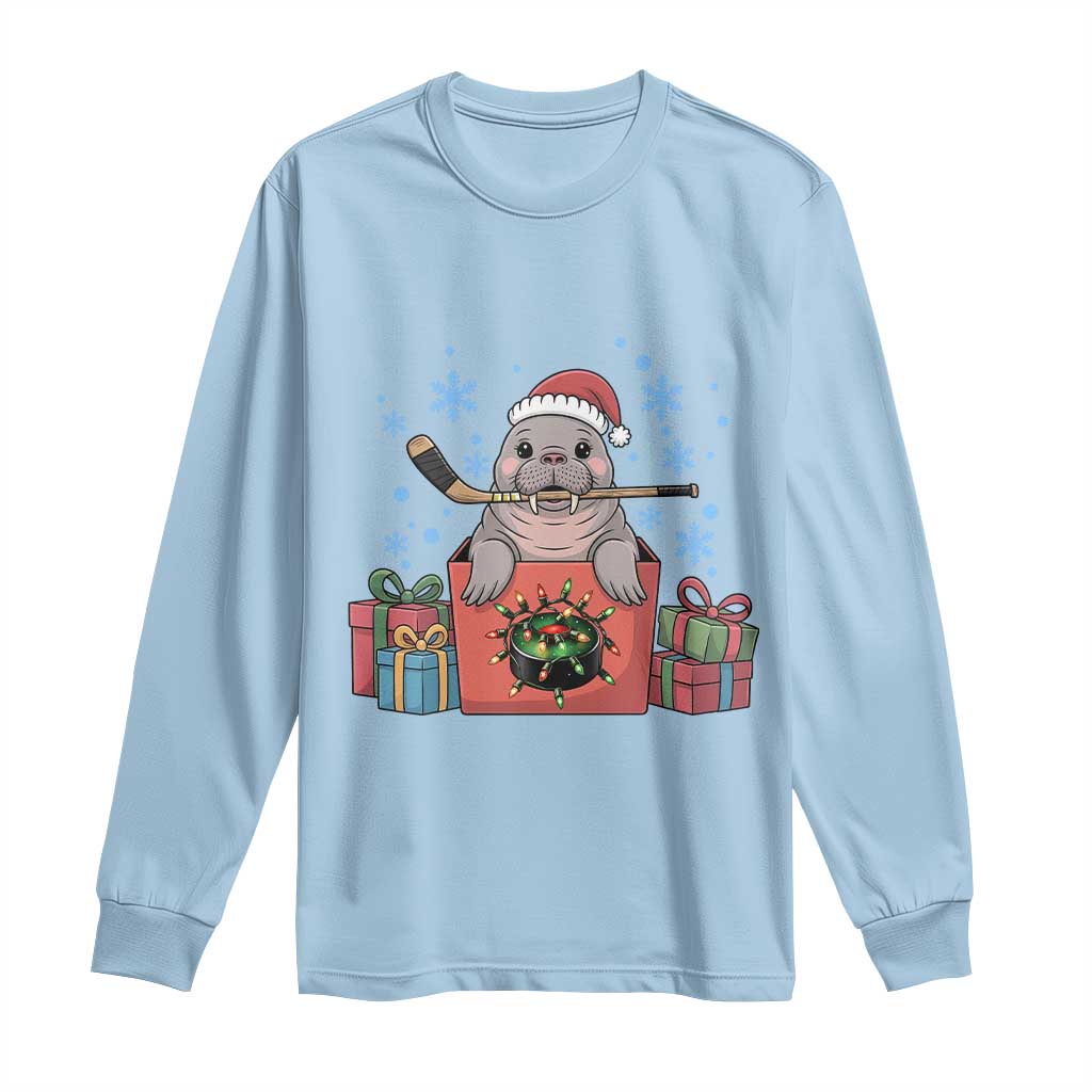 Santa Seal Playing Ice Hockey Long Sleeve Shirt Funny Christmas Gift - Wonder Print Shop