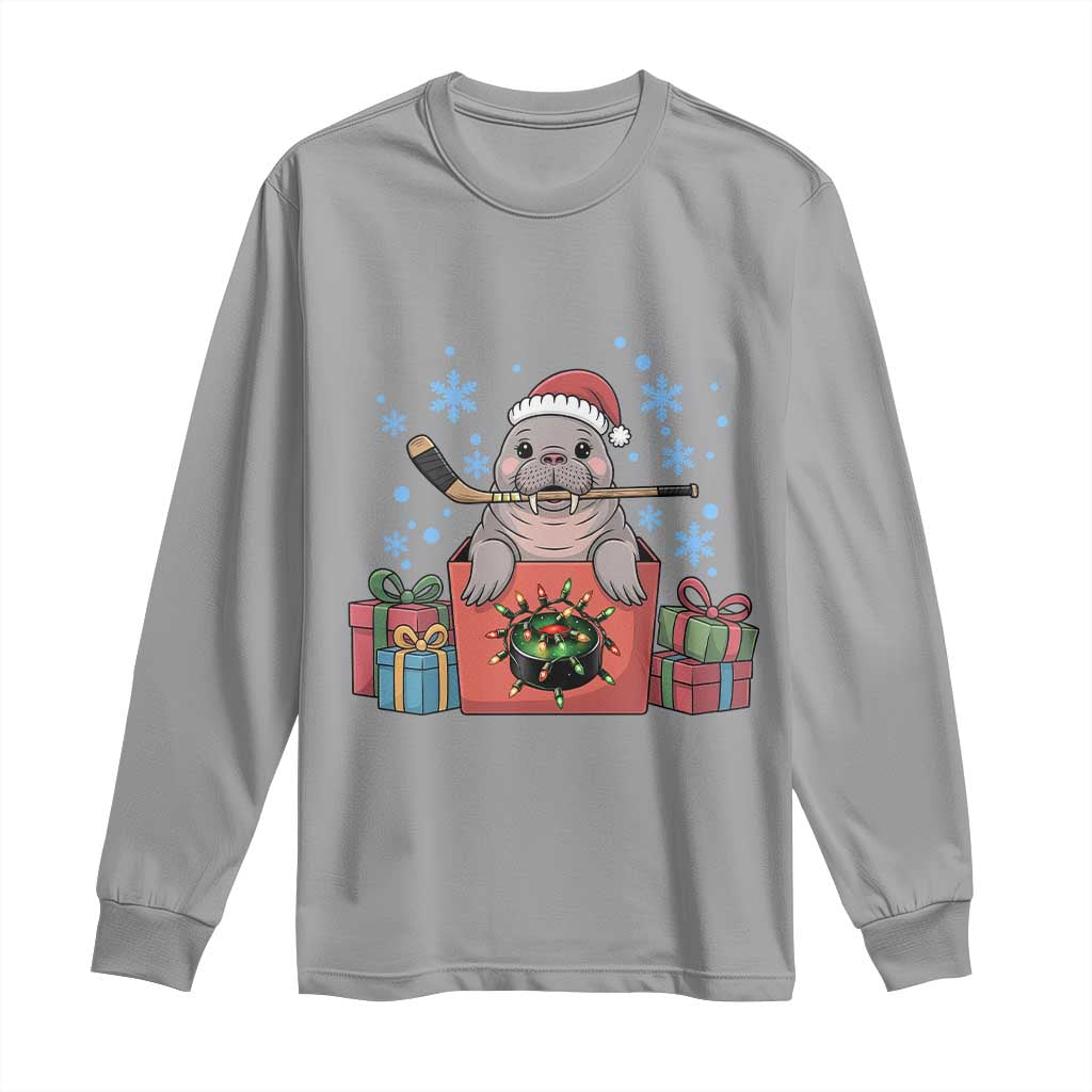 Santa Seal Playing Ice Hockey Long Sleeve Shirt Funny Christmas Gift - Wonder Print Shop