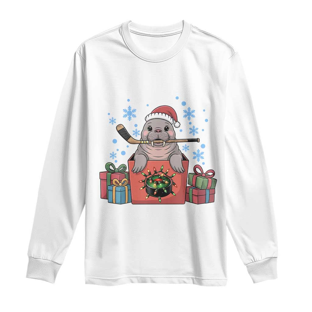 Santa Seal Playing Ice Hockey Long Sleeve Shirt Funny Christmas Gift - Wonder Print Shop