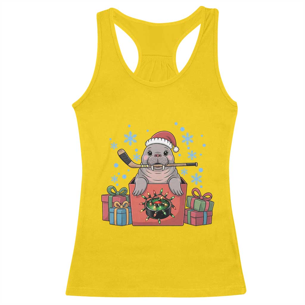 Santa Seal Playing Ice Hockey Racerback Tank Top Funny Christmas Gift - Wonder Print Shop