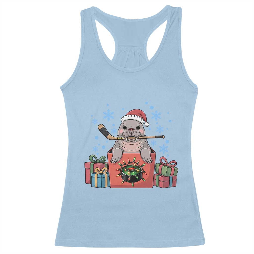 Santa Seal Playing Ice Hockey Racerback Tank Top Funny Christmas Gift - Wonder Print Shop