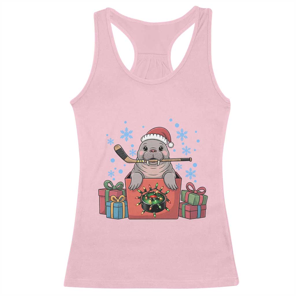 Santa Seal Playing Ice Hockey Racerback Tank Top Funny Christmas Gift - Wonder Print Shop