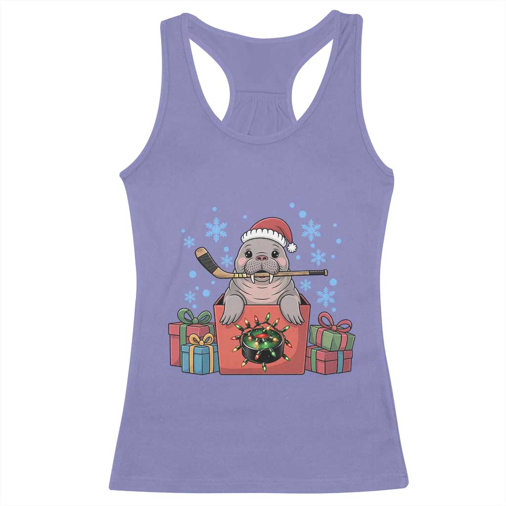 Santa Seal Playing Ice Hockey Racerback Tank Top Funny Christmas Gift - Wonder Print Shop