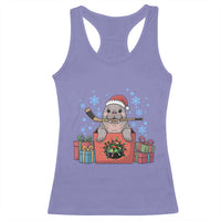 Santa Seal Playing Ice Hockey Racerback Tank Top Funny Christmas Gift - Wonder Print Shop