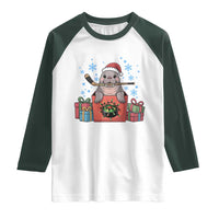 Santa Seal Playing Ice Hockey Raglan Shirt Funny Christmas Gift - Wonder Print Shop