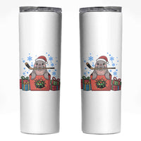 Santa Seal Playing Ice Hockey Skinny Tumbler Funny Christmas Gift - Wonder Print Shop