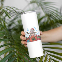 Santa Seal Playing Ice Hockey Skinny Tumbler Funny Christmas Gift - Wonder Print Shop