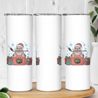 Santa Seal Playing Ice Hockey Skinny Tumbler Funny Christmas Gift - Wonder Print Shop