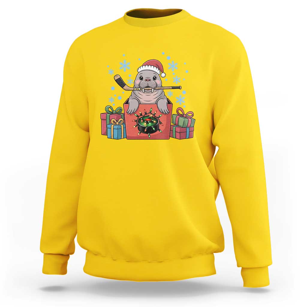 Santa Seal Playing Ice Hockey Sweatshirt Funny Christmas Gift - Wonder Print Shop