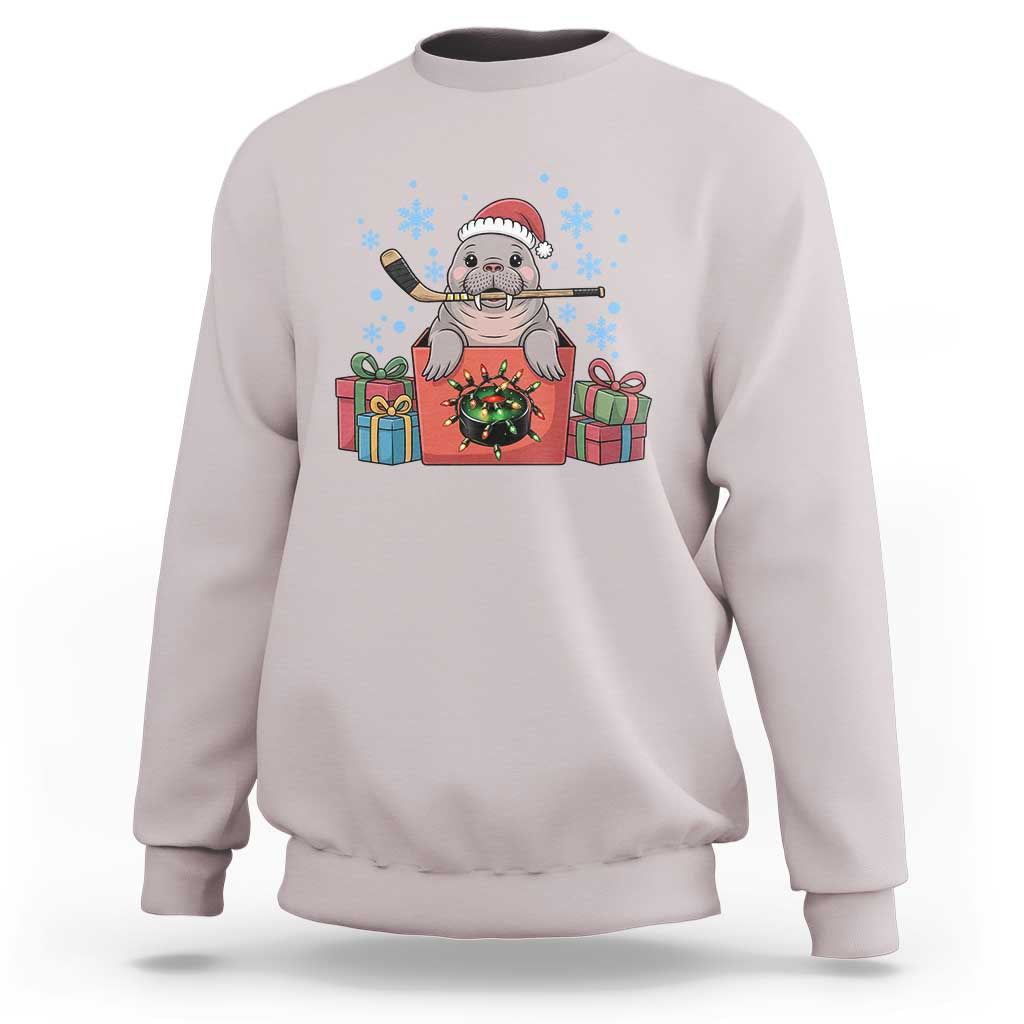 Santa Seal Playing Ice Hockey Sweatshirt Funny Christmas Gift - Wonder Print Shop