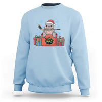 Santa Seal Playing Ice Hockey Sweatshirt Funny Christmas Gift - Wonder Print Shop