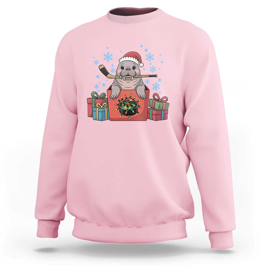 Santa Seal Playing Ice Hockey Sweatshirt Funny Christmas Gift - Wonder Print Shop