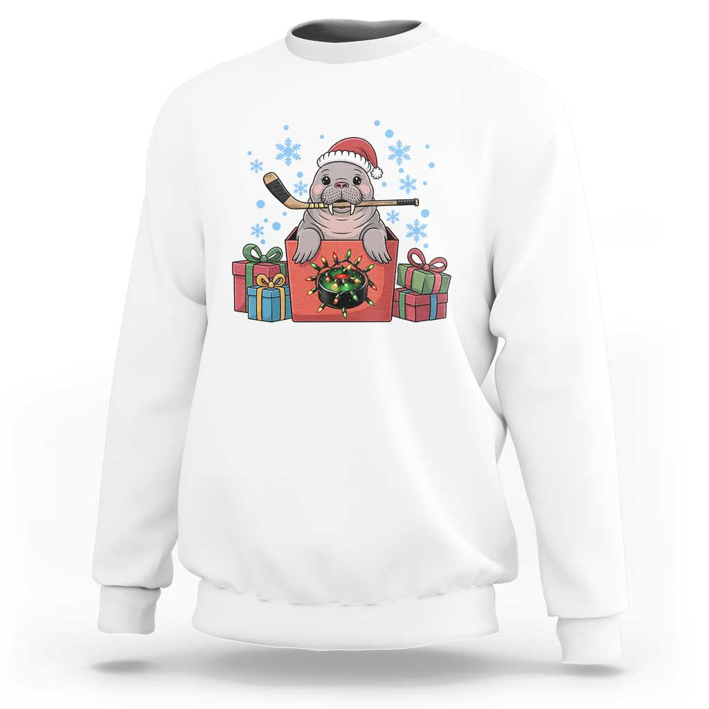 Santa Seal Playing Ice Hockey Sweatshirt Funny Christmas Gift - Wonder Print Shop