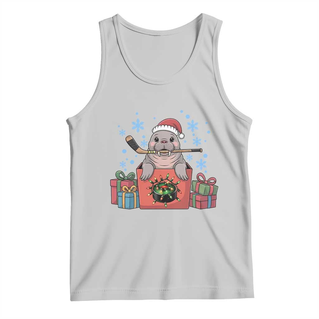 Santa Seal Playing Ice Hockey Tank Top Funny Christmas Gift - Wonder Print Shop