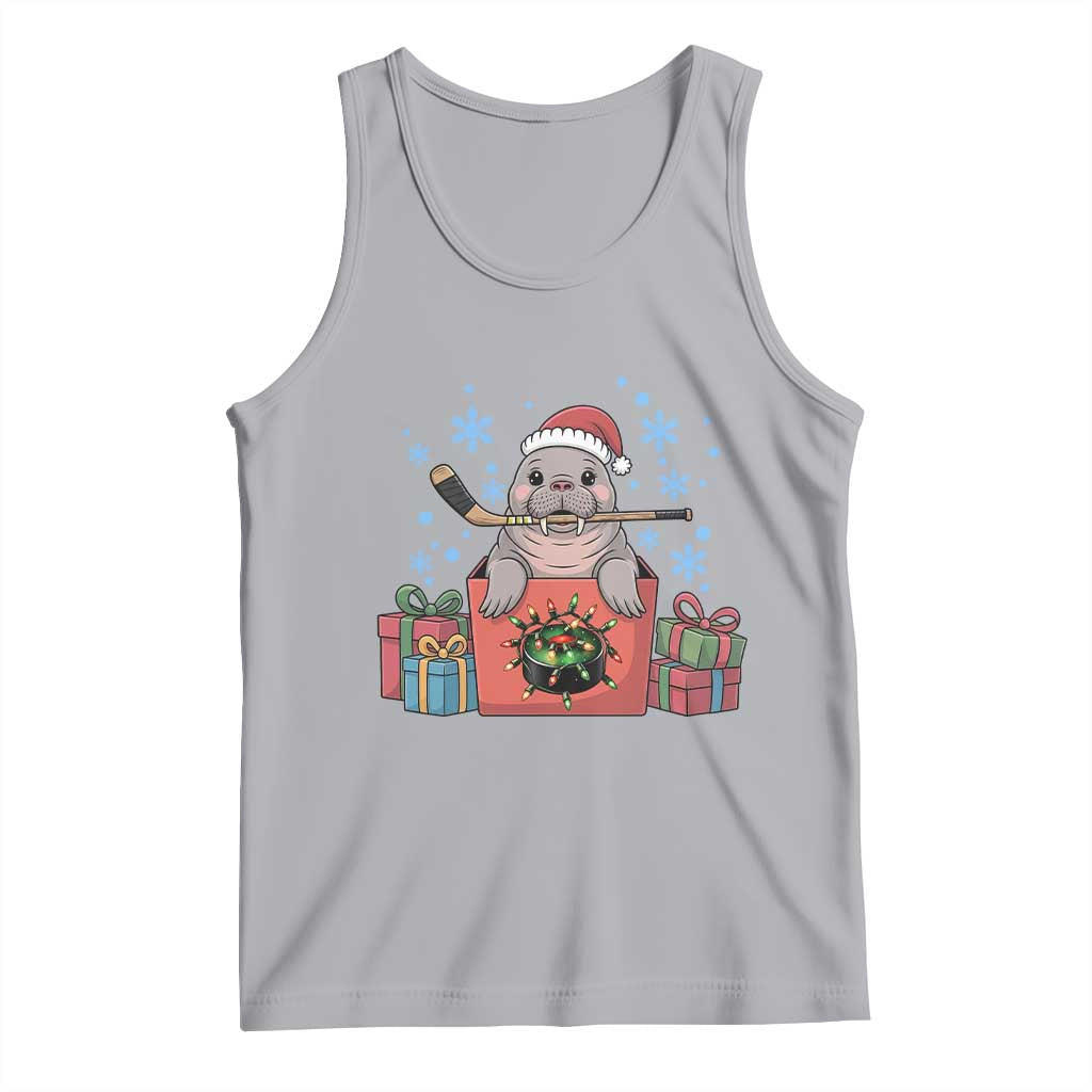 Santa Seal Playing Ice Hockey Tank Top Funny Christmas Gift - Wonder Print Shop