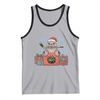 Santa Seal Playing Ice Hockey Tank Top Funny Christmas Gift - Wonder Print Shop
