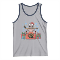 Santa Seal Playing Ice Hockey Tank Top Funny Christmas Gift - Wonder Print Shop