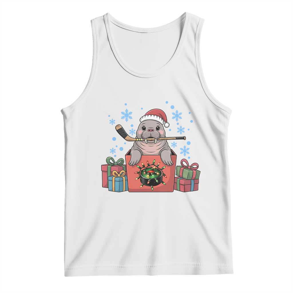Santa Seal Playing Ice Hockey Tank Top Funny Christmas Gift - Wonder Print Shop