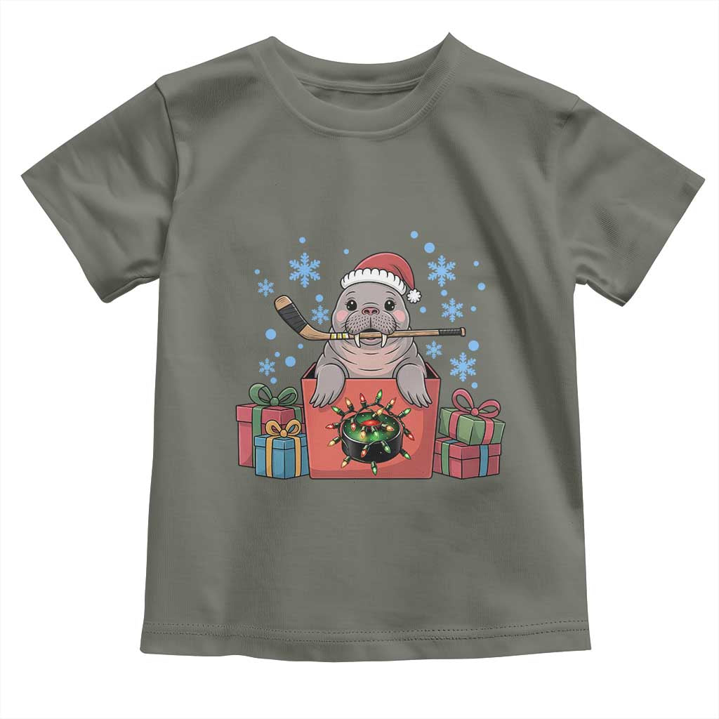 Santa Seal Playing Ice Hockey Toddler T Shirt Funny Christmas Gift - Wonder Print Shop