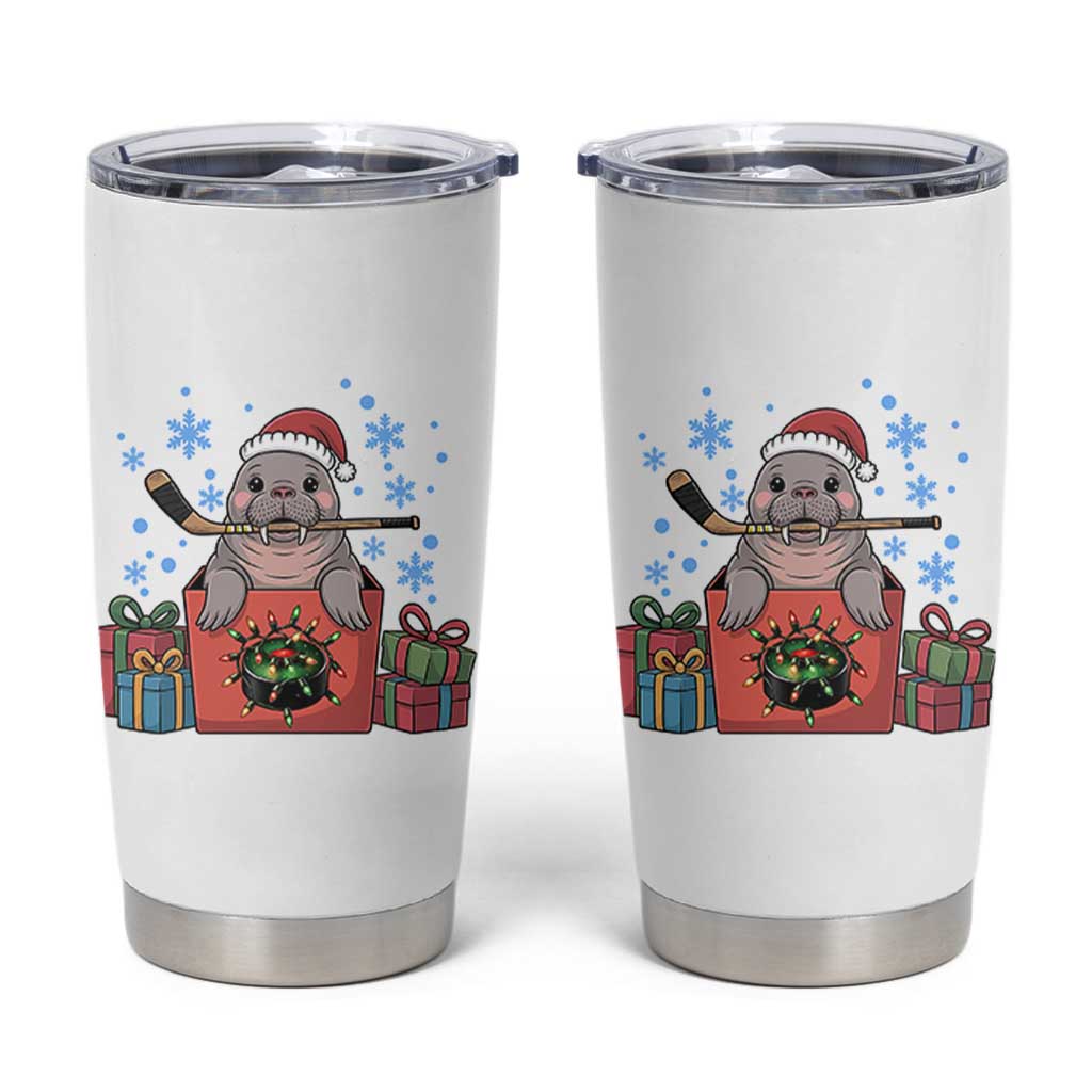 Santa Seal Playing Ice Hockey Tumbler Cup Funny Christmas Gift - Wonder Print Shop