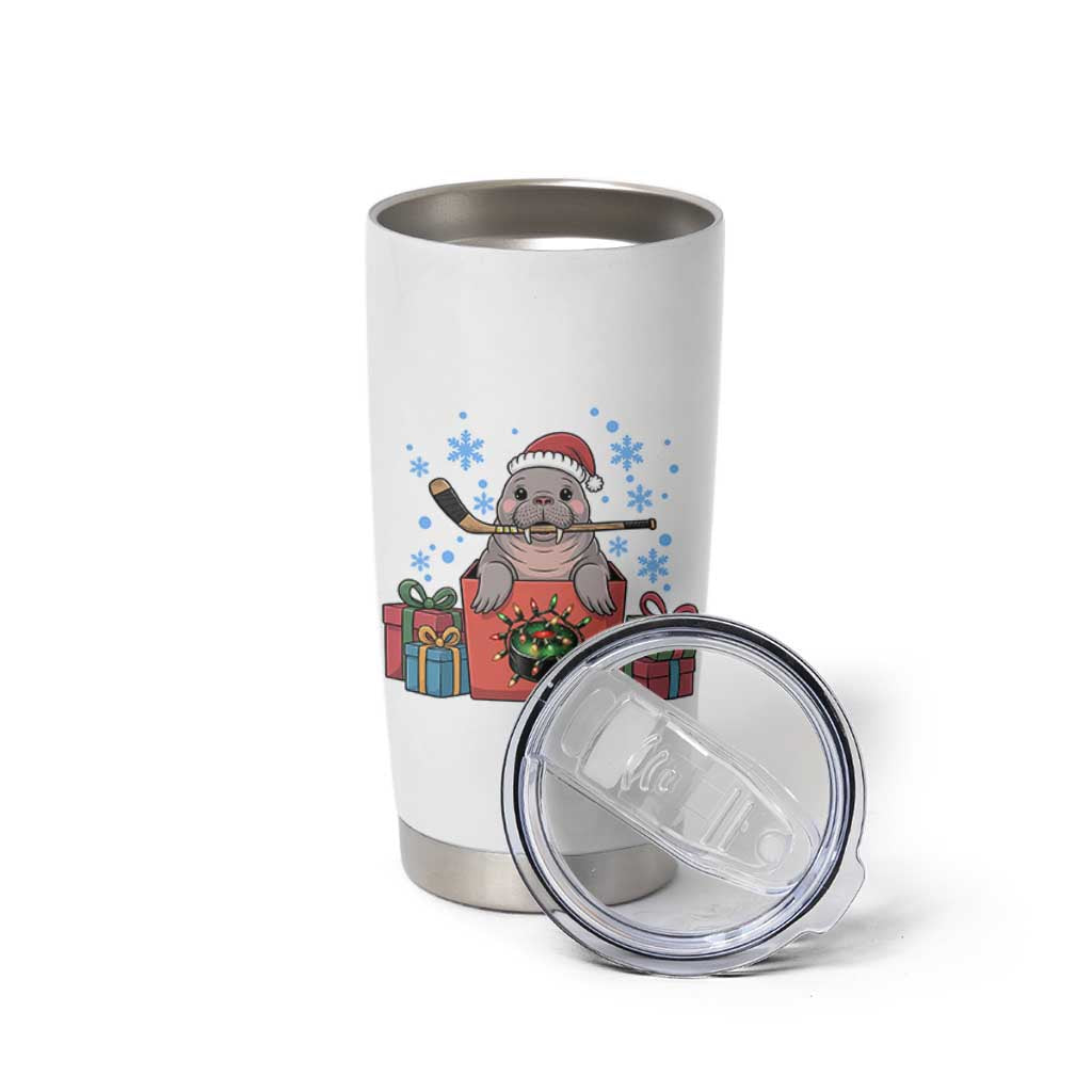 Santa Seal Playing Ice Hockey Tumbler Cup Funny Christmas Gift - Wonder Print Shop