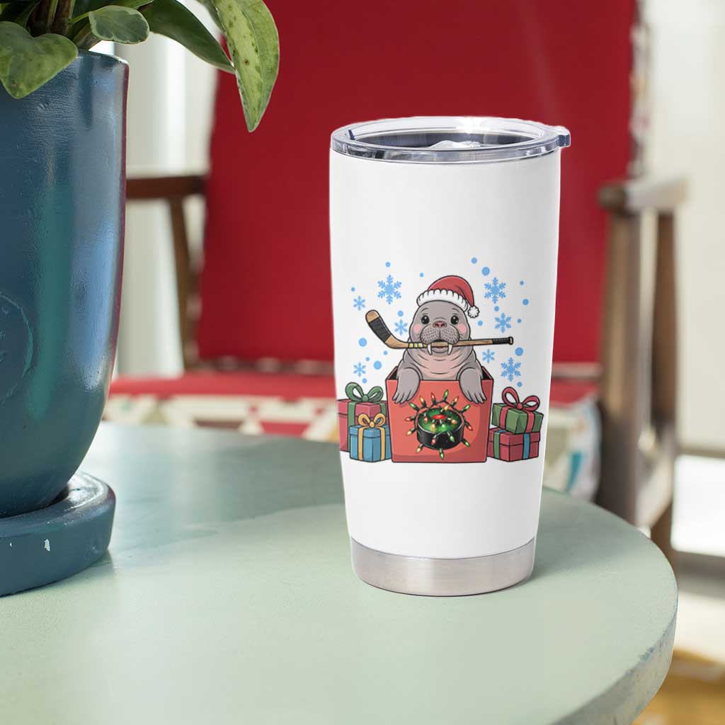 Santa Seal Playing Ice Hockey Tumbler Cup Funny Christmas Gift - Wonder Print Shop