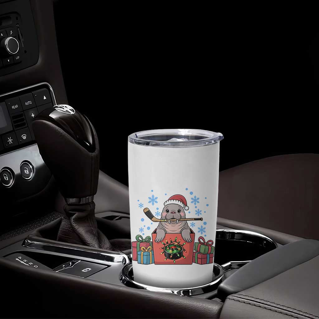 Santa Seal Playing Ice Hockey Tumbler Cup Funny Christmas Gift - Wonder Print Shop