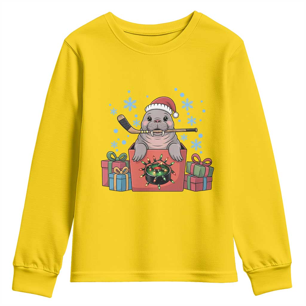 Santa Seal Playing Ice Hockey Youth Sweatshirt Funny Christmas Gift - Wonder Print Shop