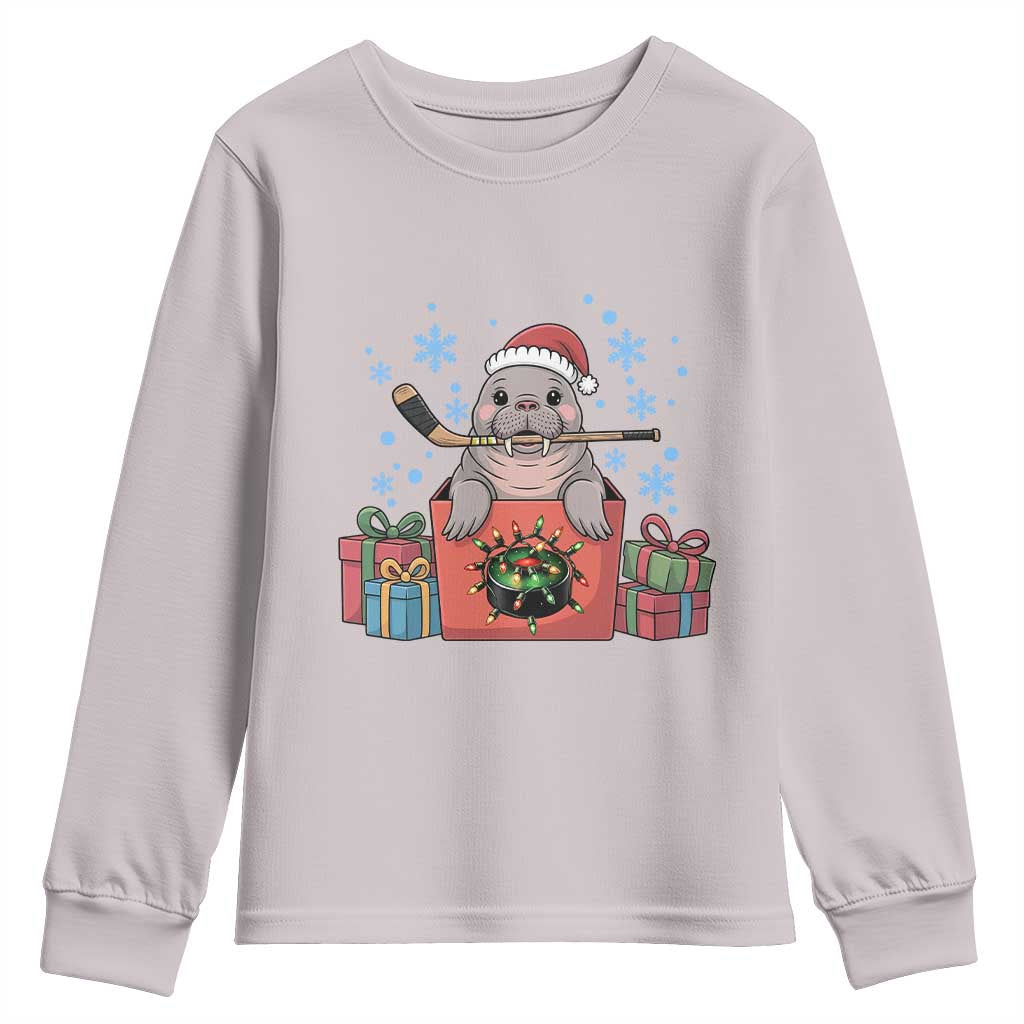 Santa Seal Playing Ice Hockey Youth Sweatshirt Funny Christmas Gift - Wonder Print Shop