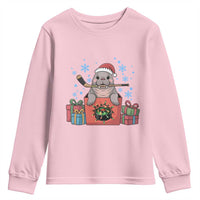 Santa Seal Playing Ice Hockey Youth Sweatshirt Funny Christmas Gift - Wonder Print Shop