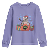 Santa Seal Playing Ice Hockey Youth Sweatshirt Funny Christmas Gift - Wonder Print Shop
