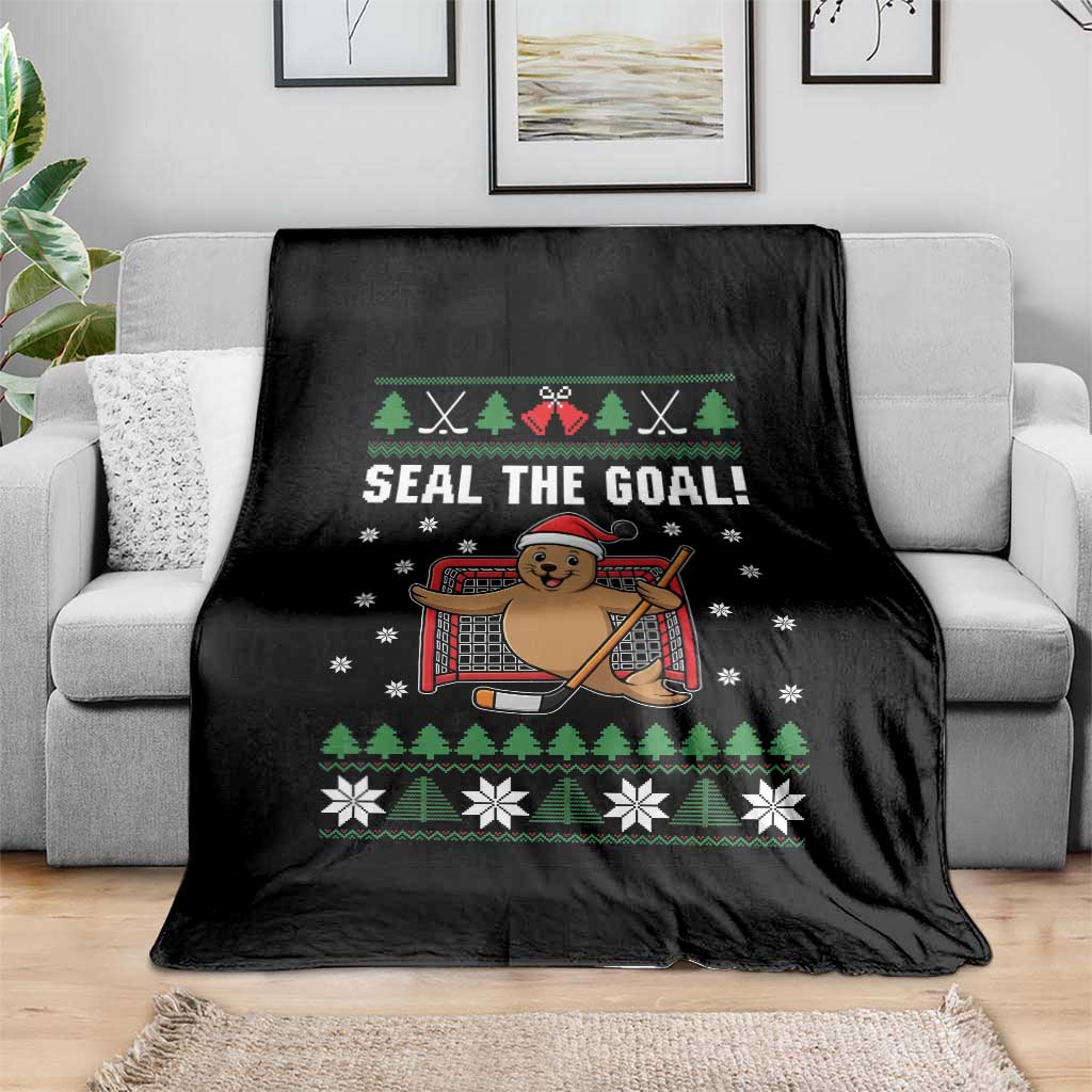 Funny Seal The Goal Throw Blanket Goalie Ice Hockey Player Gift - Wonder Print Shop