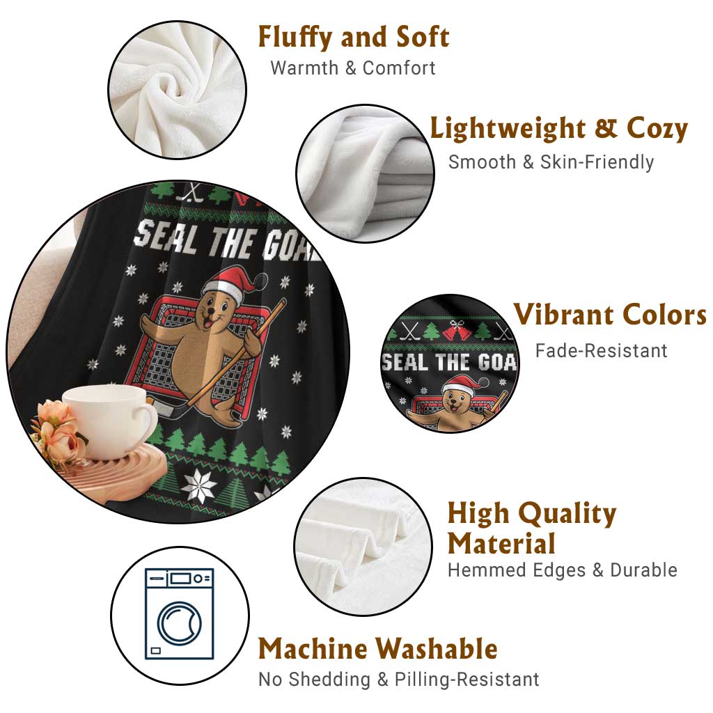 Funny Seal The Goal Throw Blanket Goalie Ice Hockey Player Gift - Wonder Print Shop
