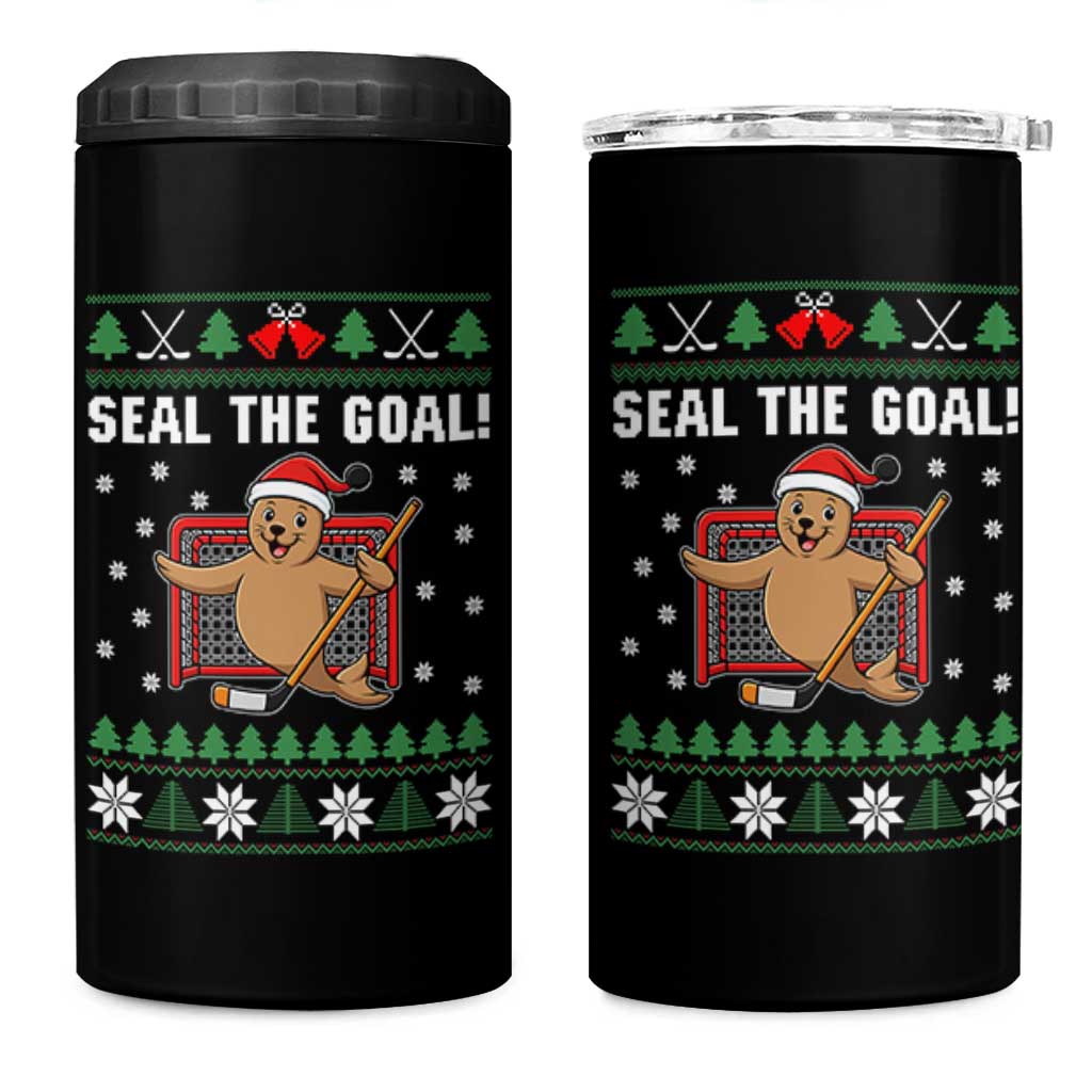 Funny Seal The Goal 4 in 1 Can Cooler Tumbler Goalie Ice Hockey Player Gift - Wonder Print Shop