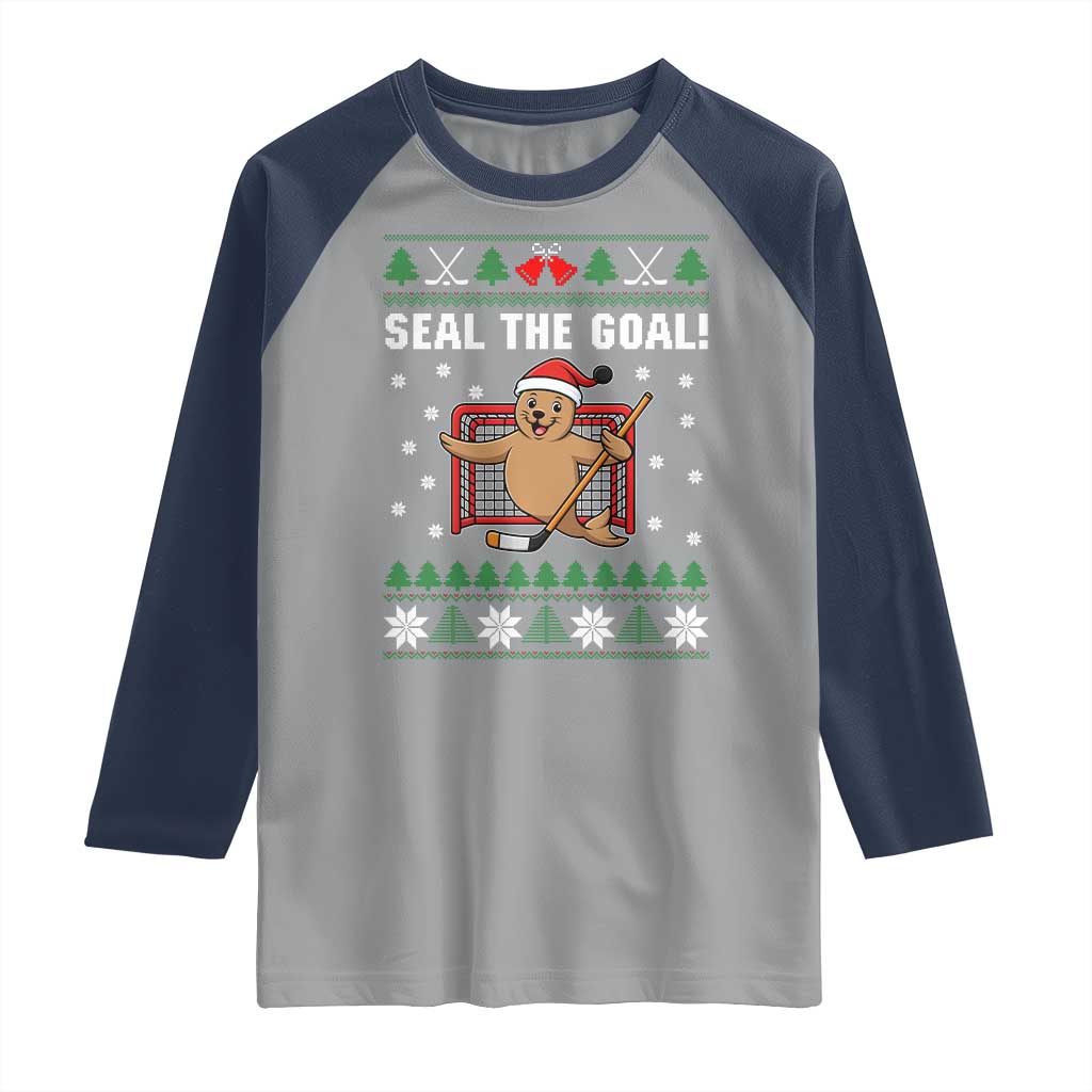 Funny Seal The Goal Raglan Shirt Goalie Ice Hockey Player Gift - Wonder Print Shop