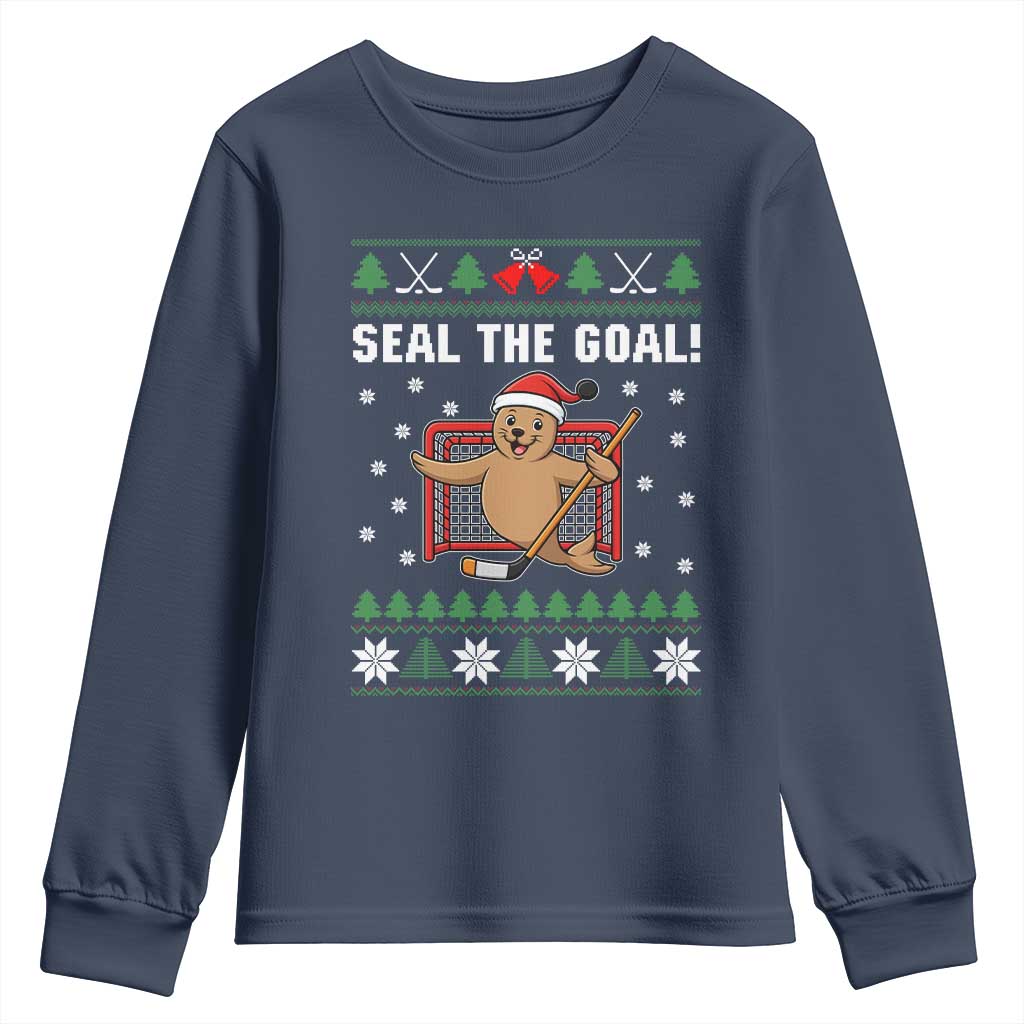 Funny Seal The Goal Youth Sweatshirt Goalie Ice Hockey Player Gift - Wonder Print Shop
