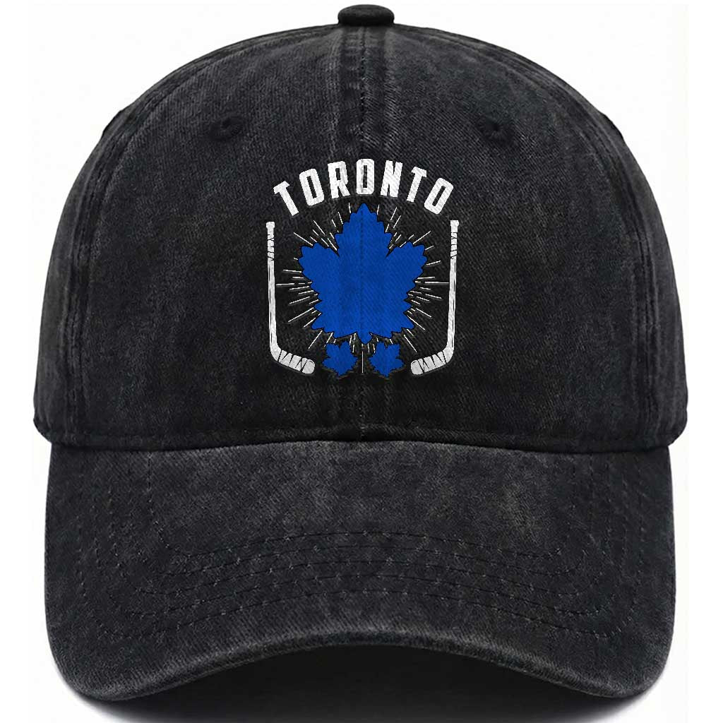 Toronto Ice Hockey Lover Washed Cotton Baseball Cap Vintage Canada Gift