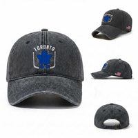 Toronto Ice Hockey Lover Washed Cotton Baseball Cap Vintage Canada Gift