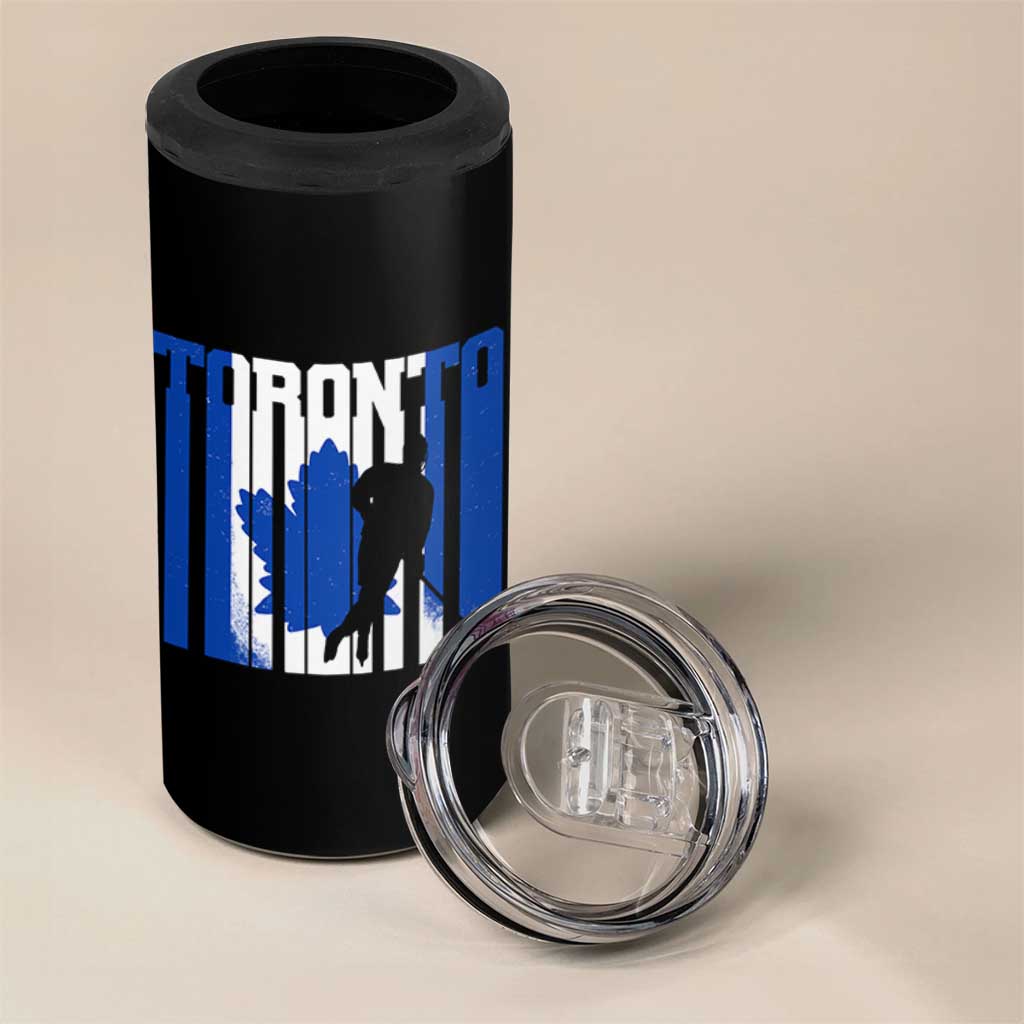 Ice Hockey Torontonian Player 4 in 1 Can Cooler Tumbler Toronto Flag Gift - Wonder Print Shop