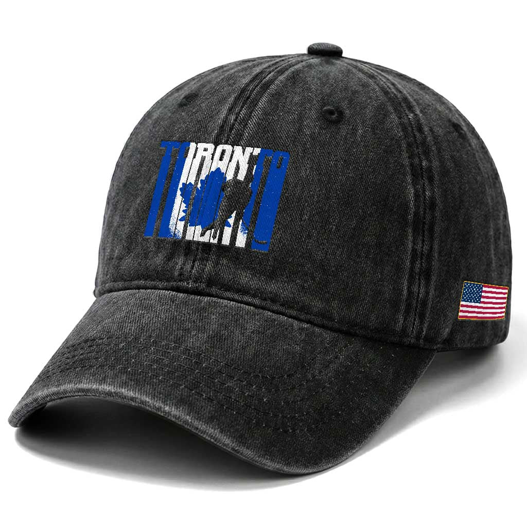 Ice Hockey Torontonian Player Washed Cotton Baseball Cap Toronto Flag Gift
