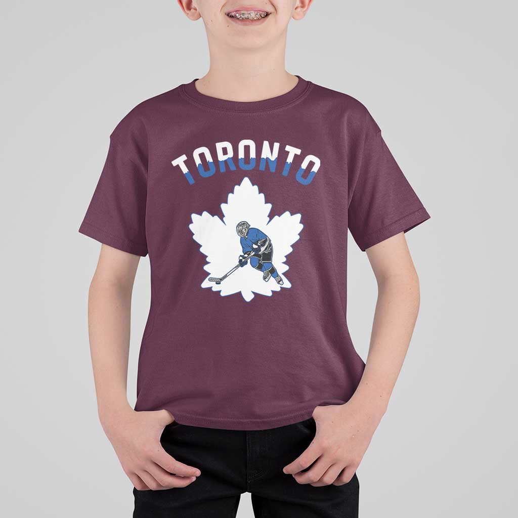 Toronto Ice Hockey Player T Shirt For Kid Canadian Winter Sport - Wonder Print Shop