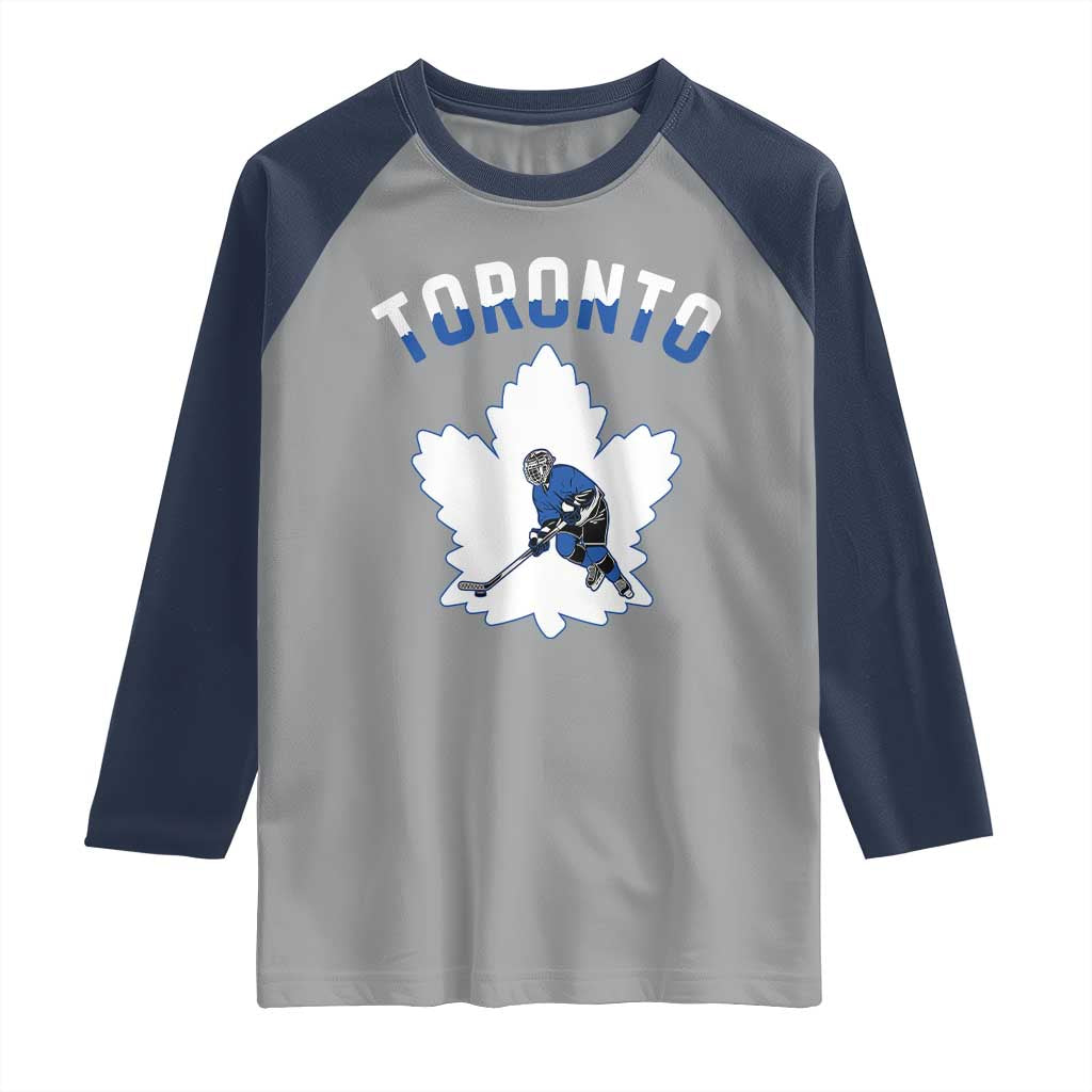 Toronto Ice Hockey Player Raglan Shirt Canadian Winter Sport - Wonder Print Shop